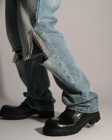 Washed Goodyear Leather Shoes(Model Photo)