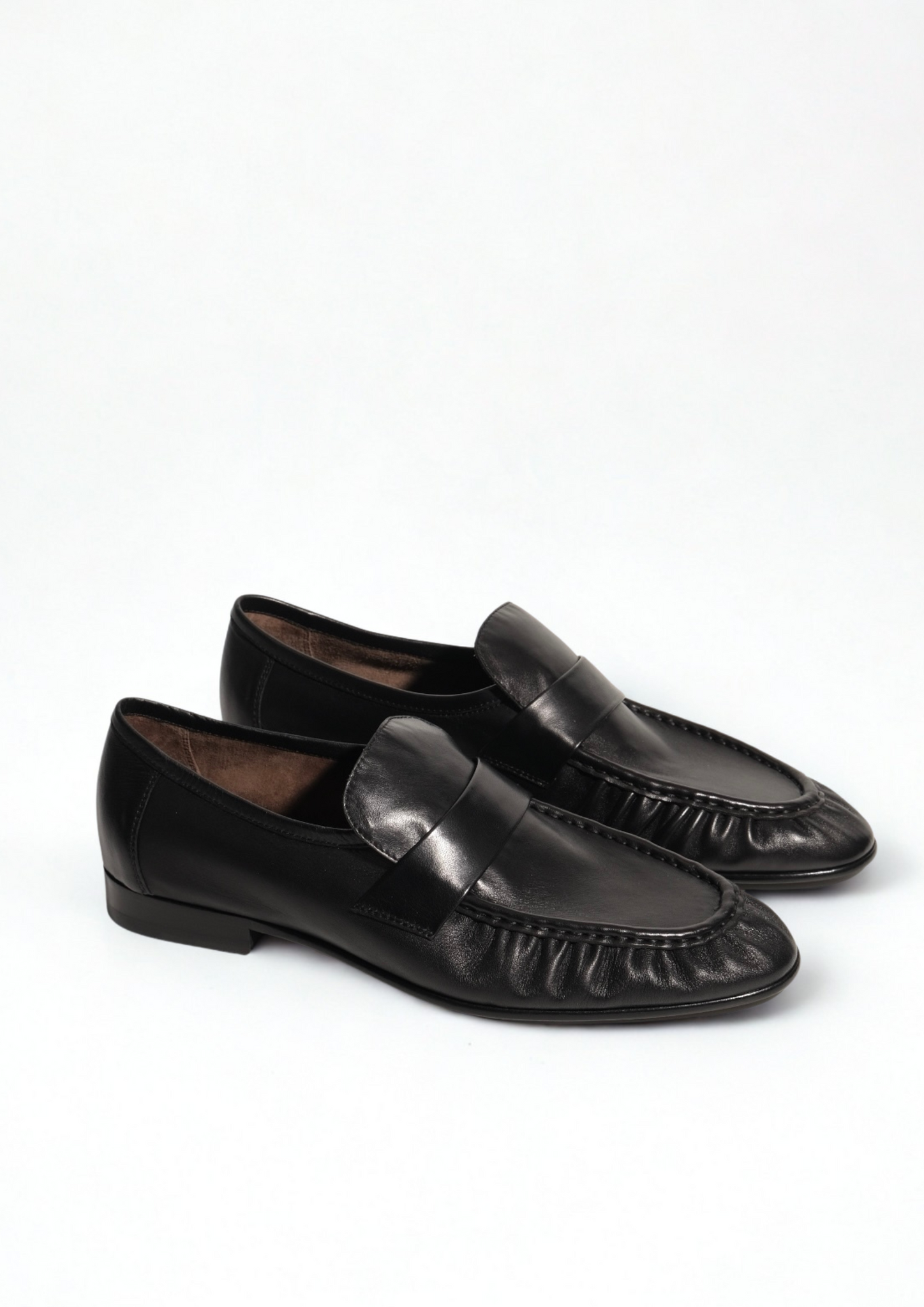 Crinkled Leather Loafers