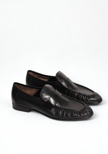 Crinkled Leather Loafers